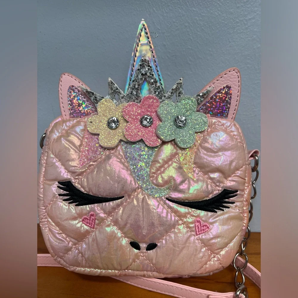 MISS GWENS OMG ACCESSORIES Small Pink Iridescent Unicorn Crossbody Purse Used